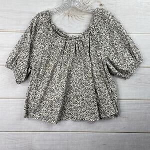 Old Navy Womens Top Sz M Brown Floral Tie Back Crop Cottagecore Prairie Flowy